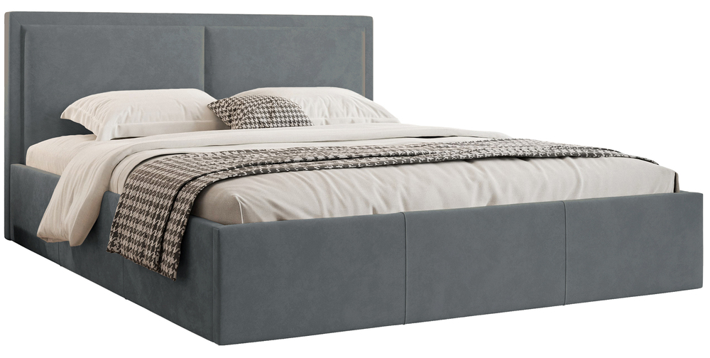 SELSEY Łóżko tapicerowane 180x200 cm Soave II z pojemnikiem i metalowym stelażem stalowy welur