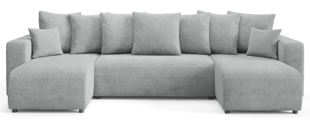 SELSEY Narożnik z funkcją spania Laria U-kształtny z pojemnikiem ciemnoszary szenil hydrofobowy