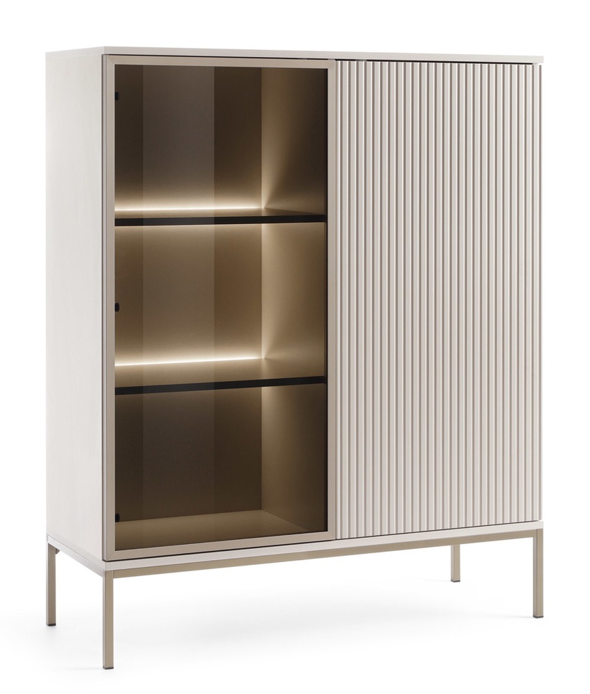 SELSEY Witryna Tosena dwudrzwiowa z oświetleniem LED 104 cm Kaszmir