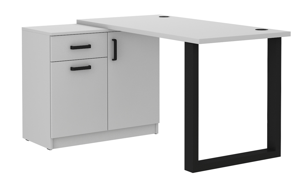 SELSEY Biurko z komodą Stundly 138 cm Szary