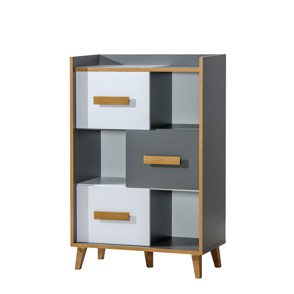 SELSEY Komoda z szufladami Ellipticum antracyt/biały