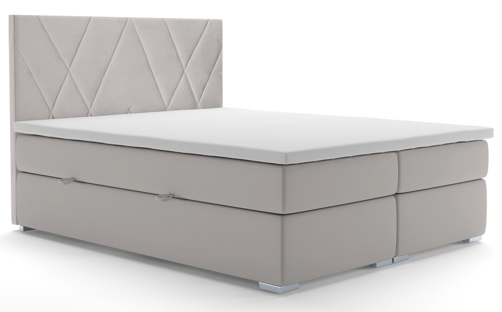 SELSEY Łóżko kontynentalne 160x200 cm Korello z dwoma pojemnikami gołębie welur hydrofobowy