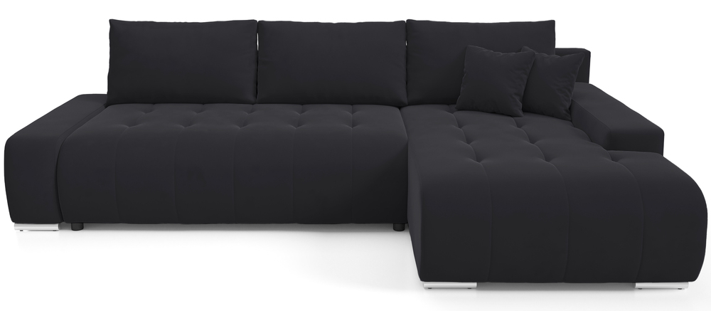 SELSEY Narożnik z funkcją spania Magliano L-kształtny prawostronny z pojemnikiem grafitowy welur