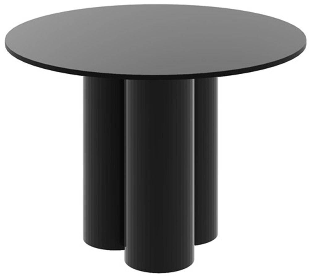 SELSEY Stół okrągły do jadalni Skylore 100 cm czarny wysoki połysk