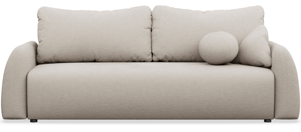 SELSEY Kanapa rozkładana trzyosobowa Nubelle z pojemnikiem jasnobeżowa szenil hydrofobowy