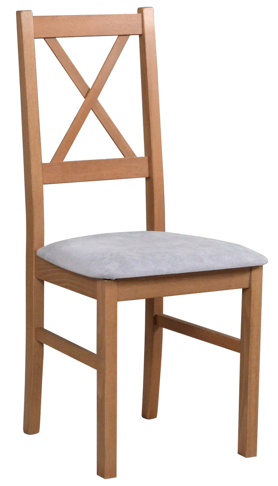 SELSEY Krzesło drewniane do jadalni tapicerowane Trunos jasnoszare/orzech jasny