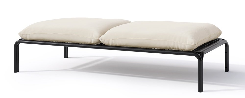 SELSEY Pufa ogrodowa Worcully 150x72 cm w tkaninie hydrofobowej beżowa/ czarny stelaż