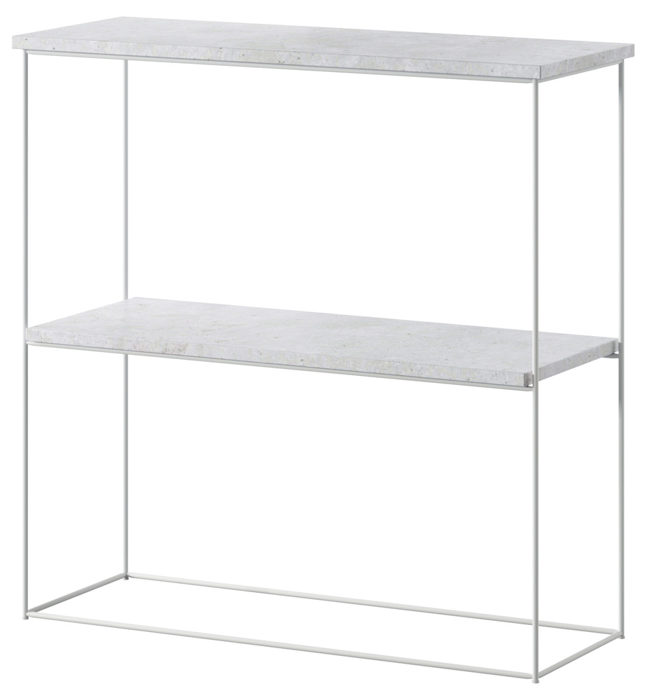 SELSEY Konsola Toni z półką 80 cm Beton z białymi nogami