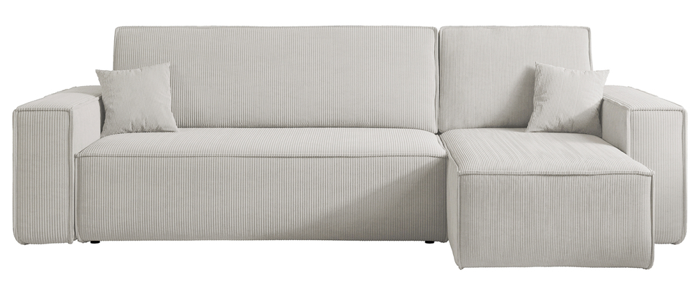 SELSEY Narożnik z funkcją spania Scarlo L-kształtny z pojemnikiem uniwersalny jasnobeżowy sztruks