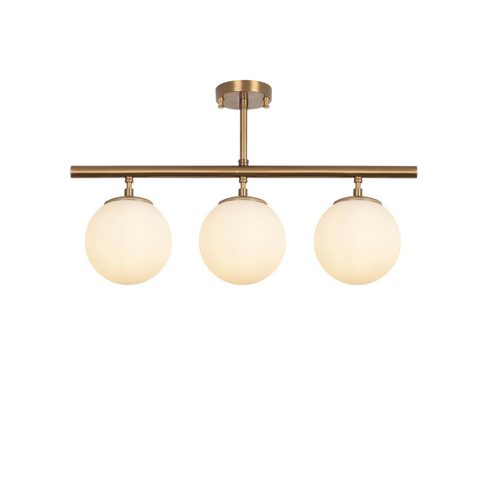 SELSEY Lampa sufitowa Unchence x3 złoto vintage/ mleczne klosze
