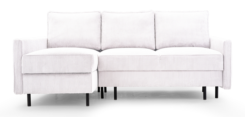 SELSEY Narożnik z funkcją spania Rosilli L-kształtny z pojemnikiem kremowy sztruks lewostronny