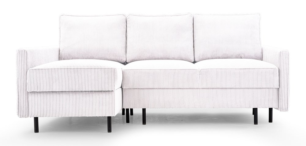 SELSEY Narożnik z funkcją spania Rosilli L-kształtny z pojemnikiem kremowy sztruks lewostronny