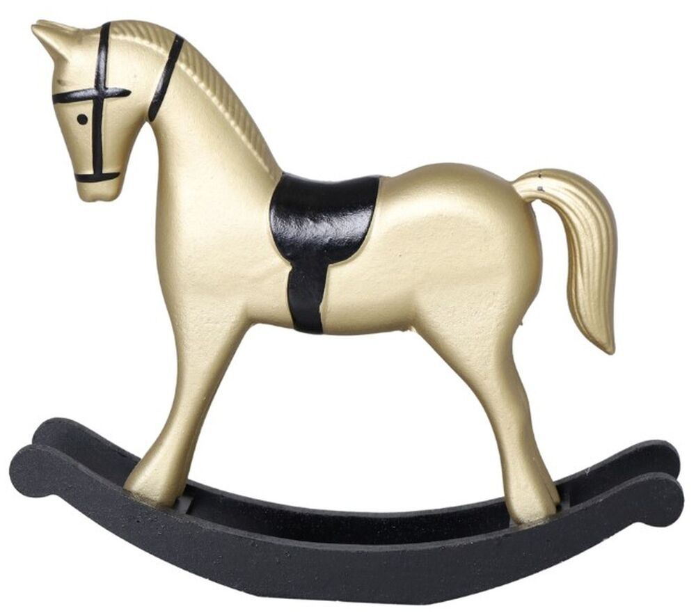 SELSEY Dekoracja świąteczna Koń na biegunach drewniany złoty