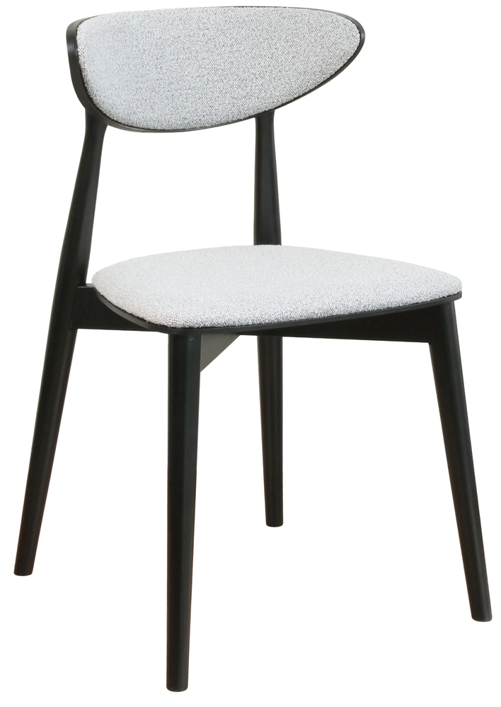 SELSEY Krzesło drewniane do jadalni Andally czarne/jasnoszare boucle