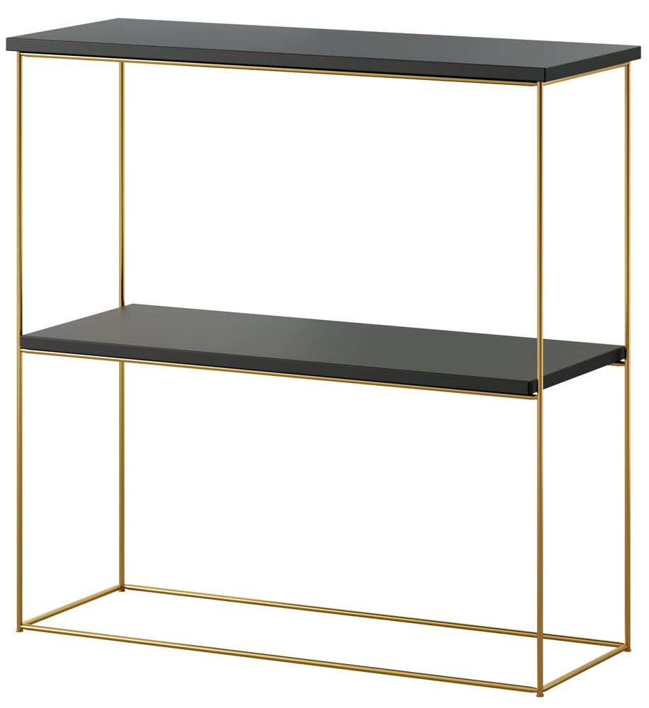 SELSEY Konsola Toni z półką 80 cm Czarny ze złotymi nogami