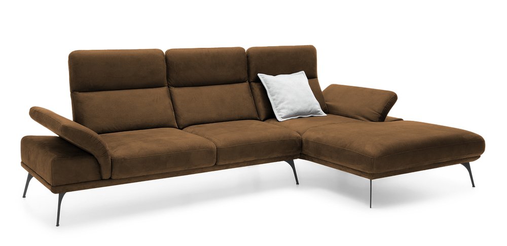 SELSEY Narożnik Salatti brązowy w tkaninie hydrofobowej welur lewostronny