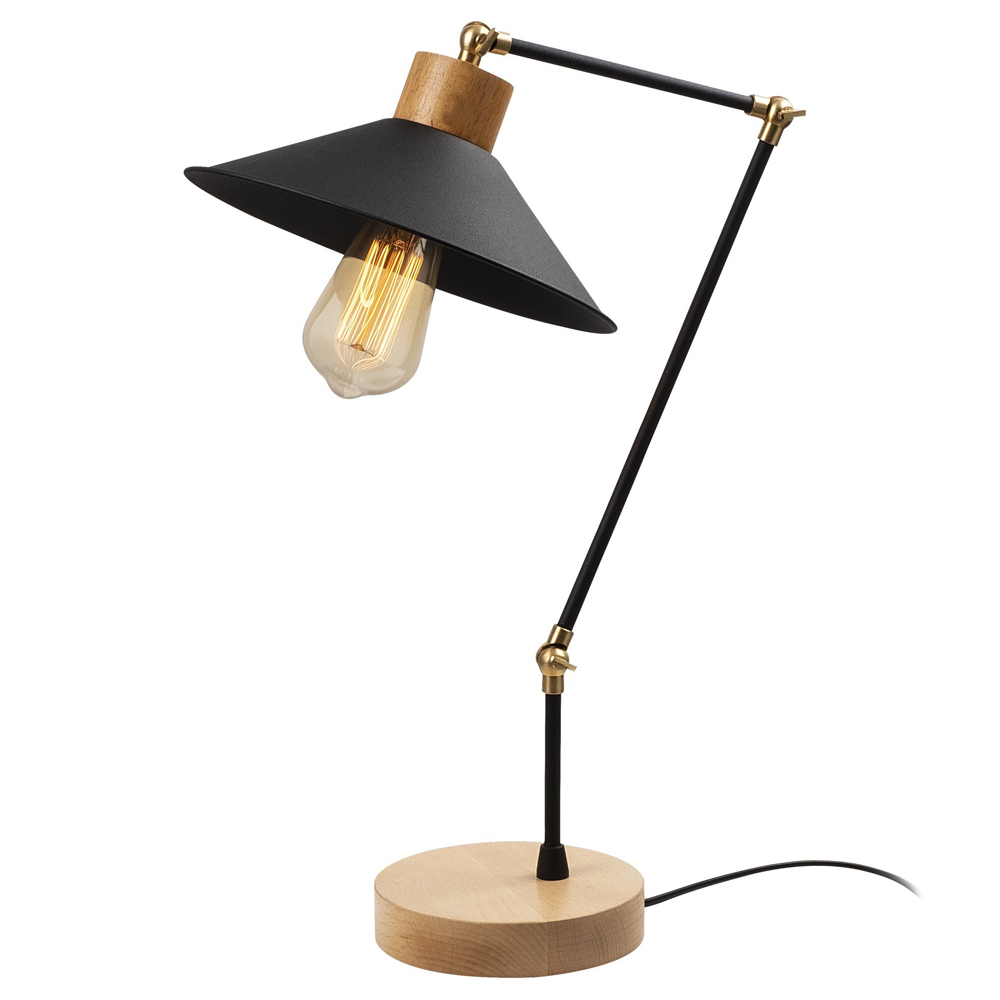 SELSEY Lampka na biurko Jaspara kapelusz średnica 24 cm czarna