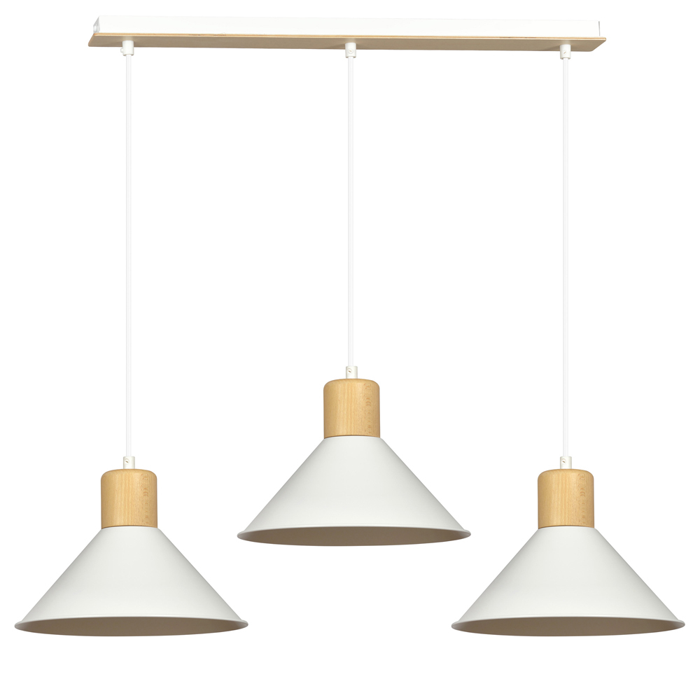 SELSEY Lampa wisząca Rawn x3 stożek 86 cm biała