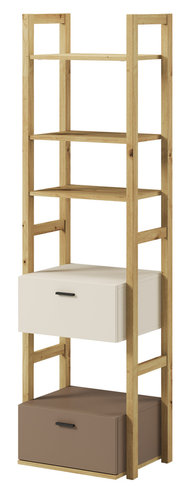 SELSEY Regał młodzieżowy Lenny z dwiema szufladami 51 cm dąb artisan, beż, truflowy