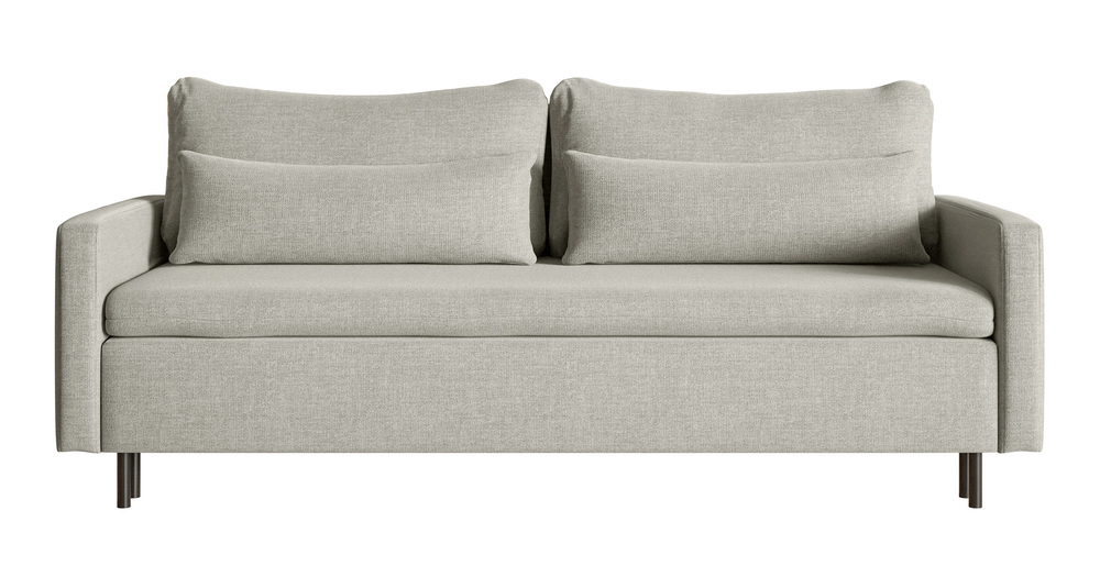 SELSEY Kanapa rozkładana trzyosobowa Umpro z pojemnikiem szarobeżowa szenil