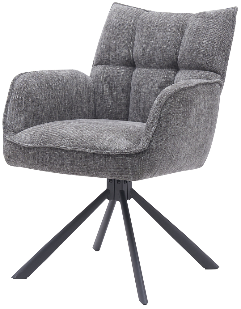 SELSEY Krzesło tapicerowane Marilla z podłokietnikami grafitowe