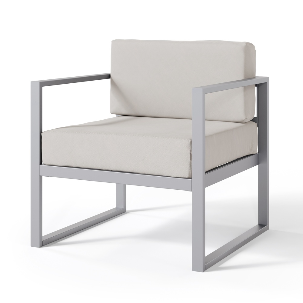 SELSEY Fotel ogrodowy Dywilly w tkaninie hydrofobowej szary/ szary stelaż