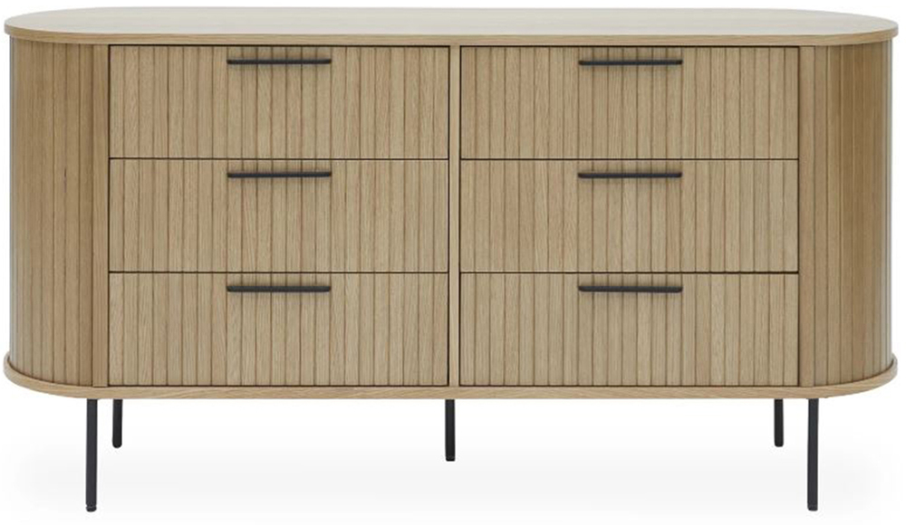 SELSEY Komoda Gativel z sześcioma szufladami lamele dąb naturalny