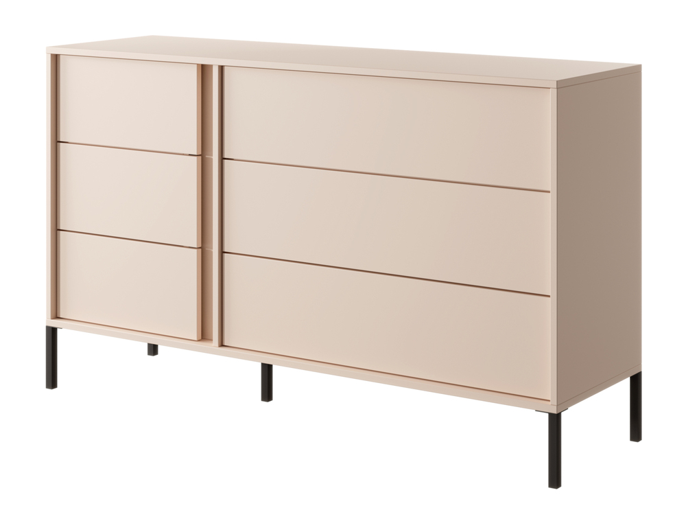 SELSEY Komoda Odesty z sześcioma szufladami 137 cm Beżowa