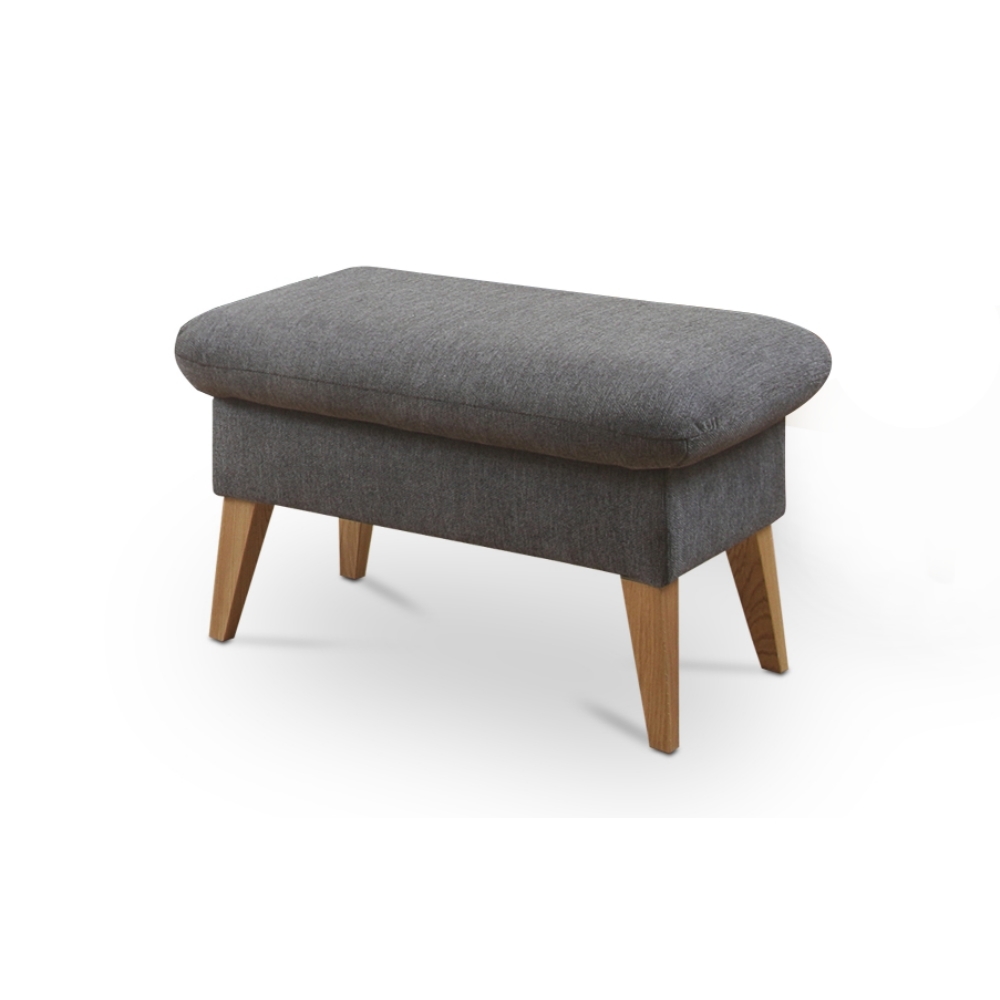 SELSEY Podnóżek Grimmu jasnobeżowy w tkaninie hydrofobowej welur nogi jasne drewno