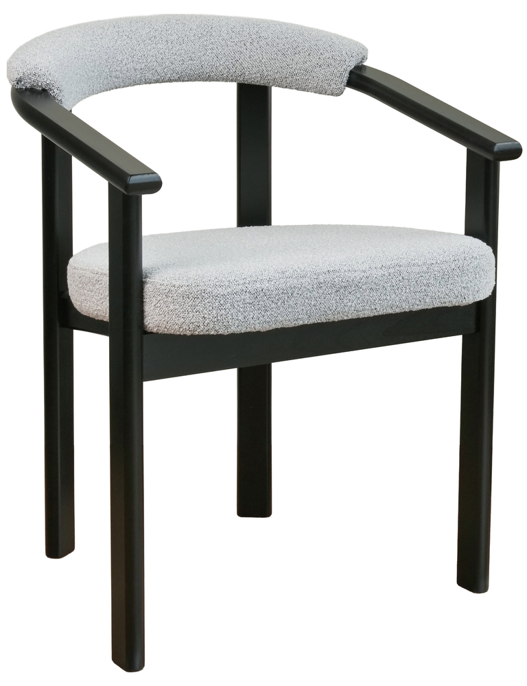 SELSEY Krzesło drewniane do jadalni Fingly czarne/jasnoszare boucle