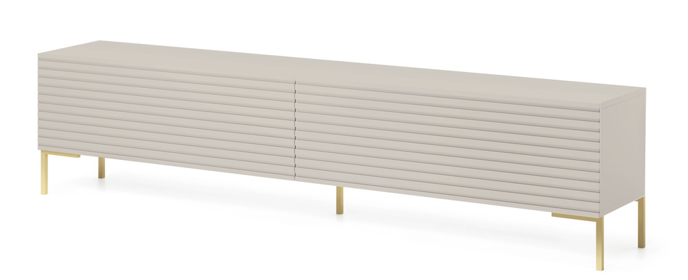 SELSEY Szafka RTV Lammelo 175 cm szary beż ze złotymi nogami