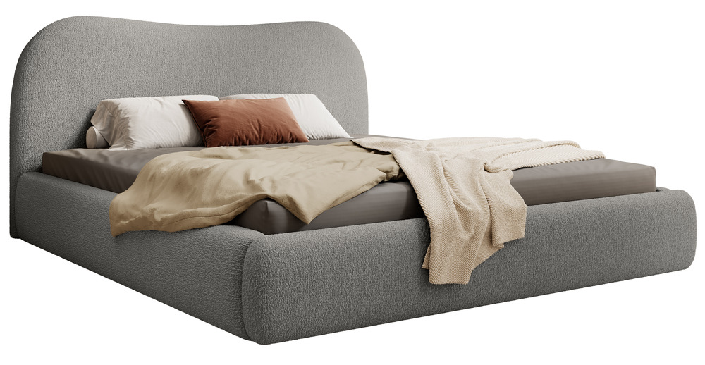 SELSEY Łóżko tapicerowane Simsalo 160x200 cm z pojemnikiem ciemnoszare boucle