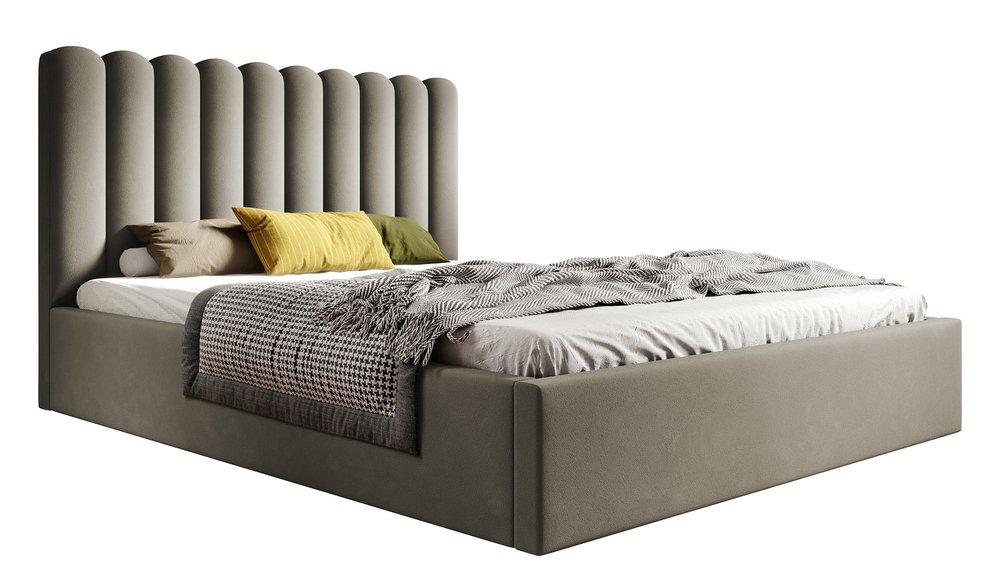 SELSEY Łóżko tapicerowane 180x200 cm Motoba z pojemnikiem i metalowym stelażem z podnośnikiem gazowym zielone welur