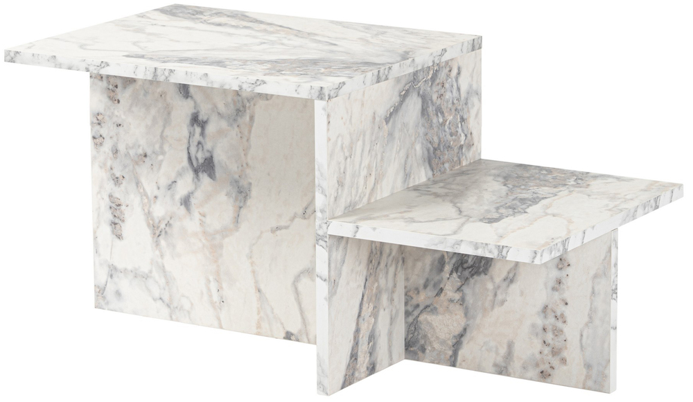 SELSEY Stolik kawowy Fruggille z dwoma blatami biały marmur