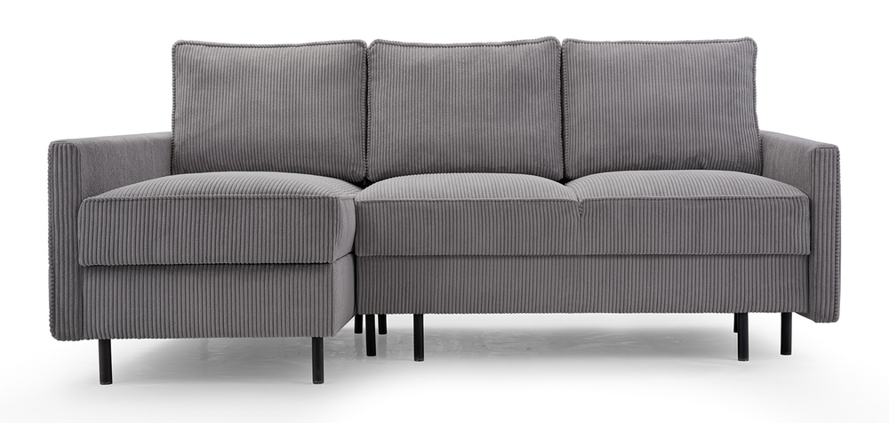 SELSEY Narożnik z funkcją spania Rosilli L-kształtny z pojemnikiem ciemnoszary sztruks lewostronny