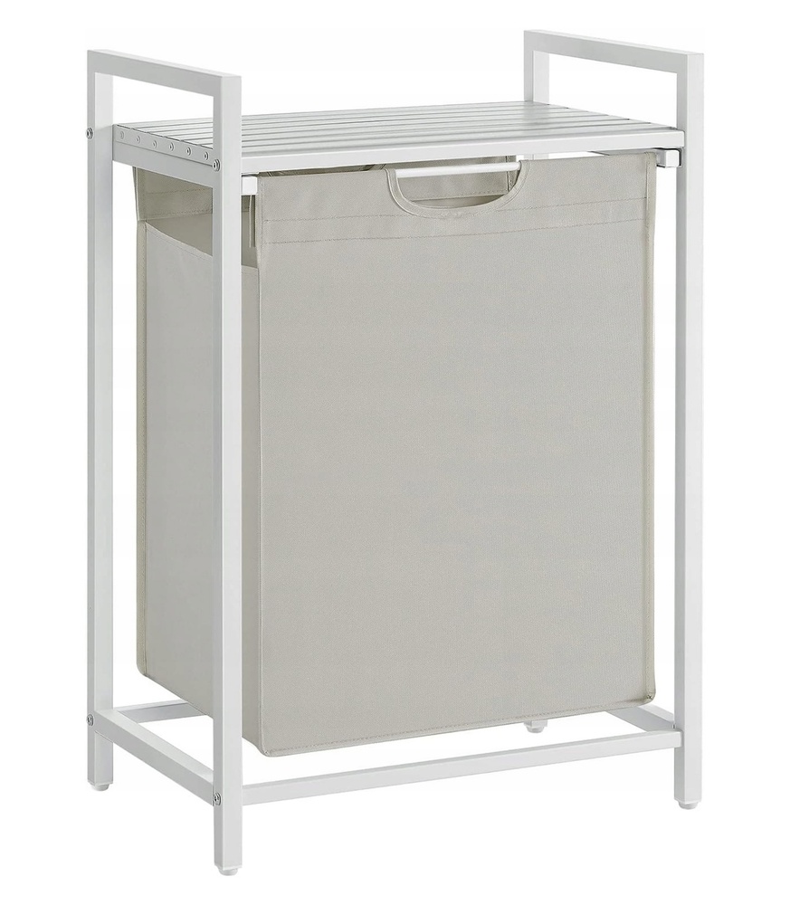 SELSEY Kosz na pranie Allyze jednokomorowy biały/jasnoszary