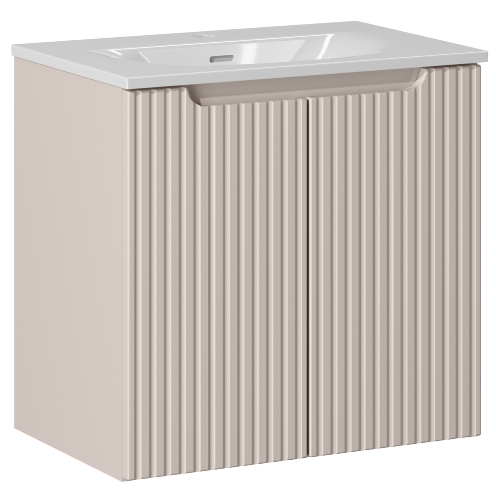 SELSEY Szafka łazienkowa dwudrzwiowa Novia z umywalką 60 cm beżowa