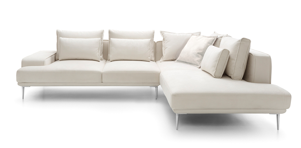 SELSEY Narożnik z funkcją spania Mesito L-kształtny lewostronny kremowy welur nogi srebrne