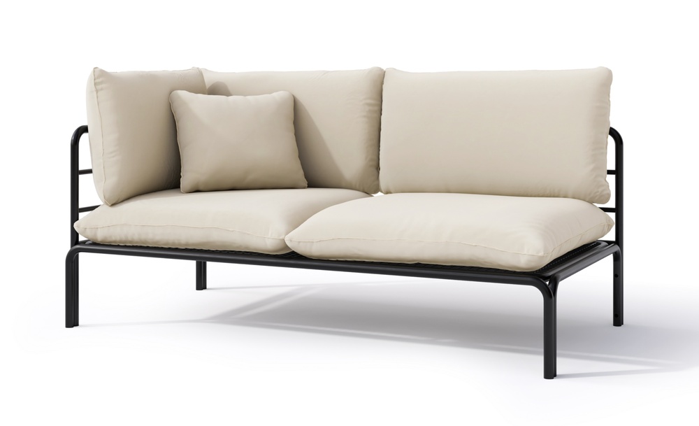 SELSEY Szezlong ogrodowy Worcully w tkaninie hydrofobowej beżowy/ czarny stelaż