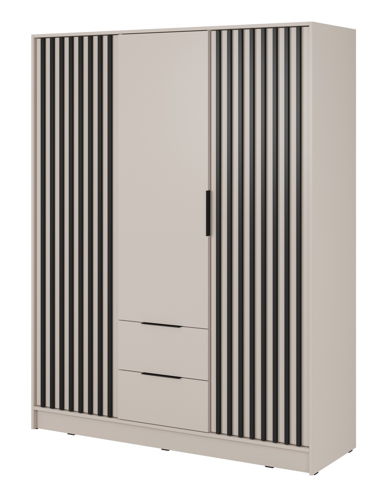 SELSEY Szafa trzydrzwiowa Karette kaszmir czarne lamele