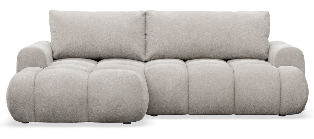 SELSEY Narożnik z funkcją spania Ombo Mini L-kształtny lewostronny z pojemnikiem szarobeżowy boucle