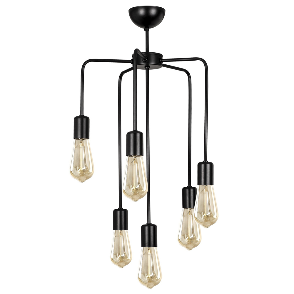 SELSEY Żyrandol sufitowy Nondity x6 czarny/nikiel