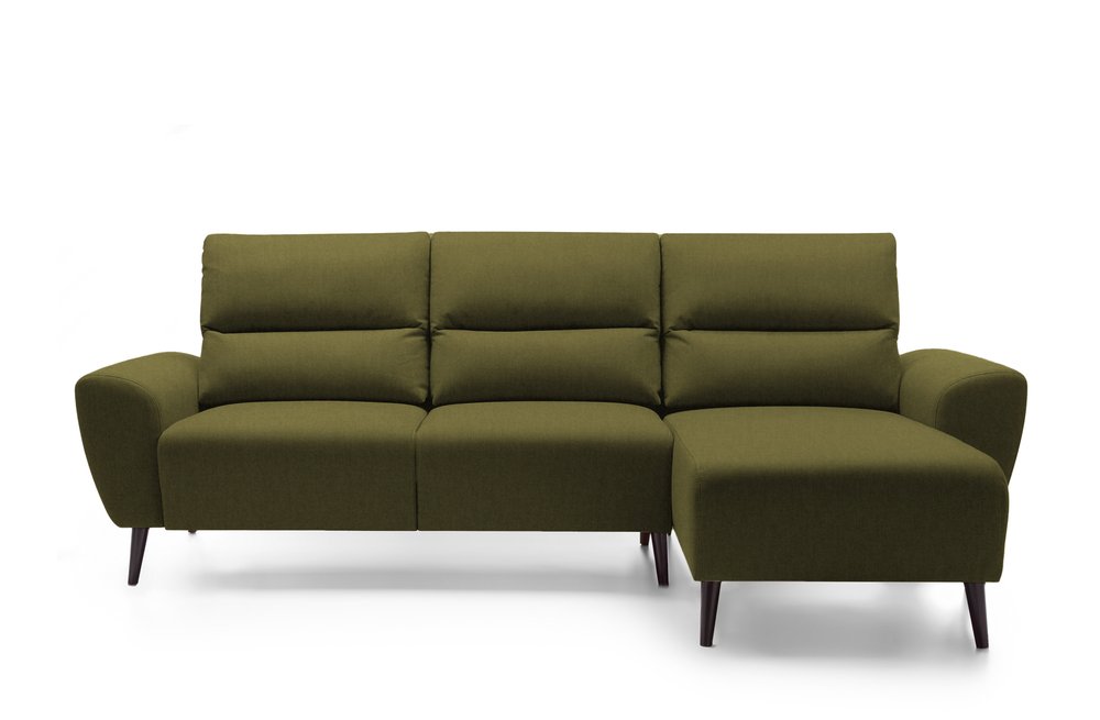 SELSEY Narożnik z funkcją spania Moon oliwkowy w tkaninie hydrofobowej prawostronny