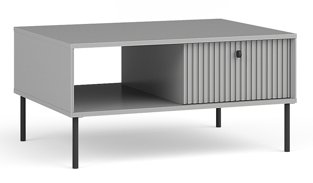 SELSEY Stolik kawowy Zeito z wnęką i szufladą szary