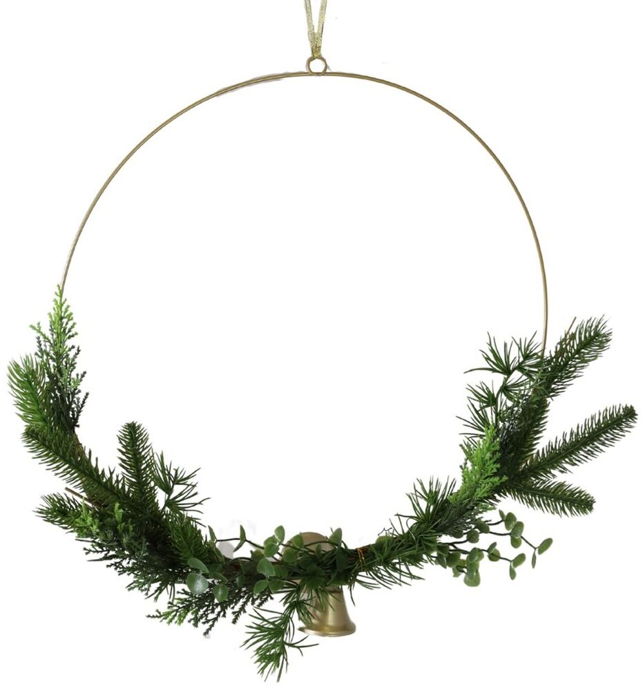 SELSEY Dekoracja świąteczna Ausinez złota obręcz z gałązkami