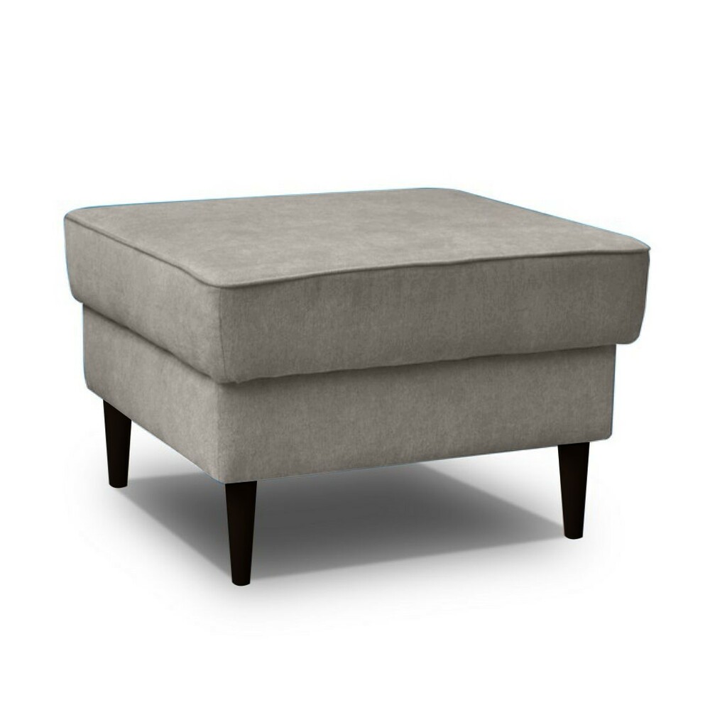 SELSEY Pufa na drewnianych nóżkach Juttic z pojemnikiem szara welwet