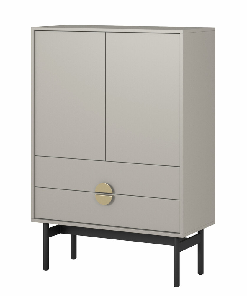 SELSEY Komoda dwudrzwiowa Stoon z dwoma szufladami 85 cm Szary beż