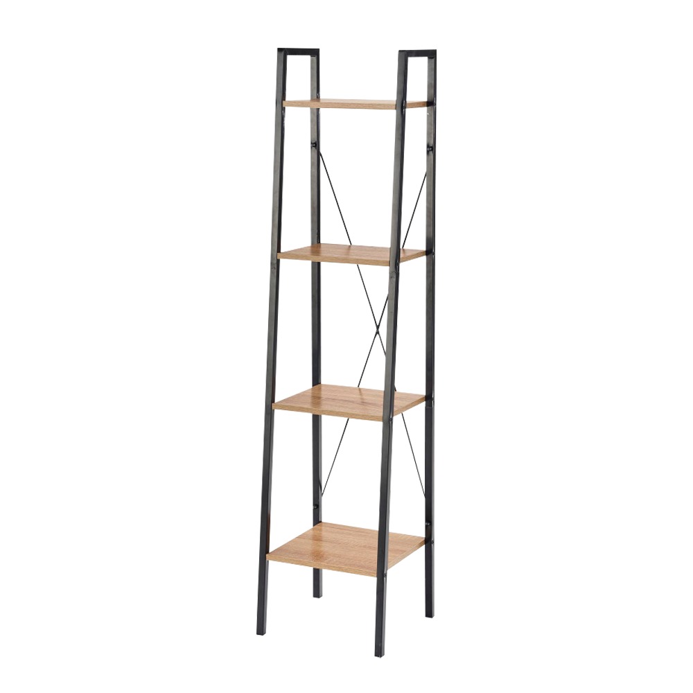 SELSEY Regał Lomise wąski dąb sonoma - czarny z czterema półkami