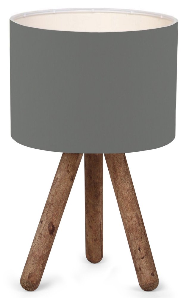 SELSEY Lampa stołowa Fiestvier ciemnoszary klosz/drewno bukowe