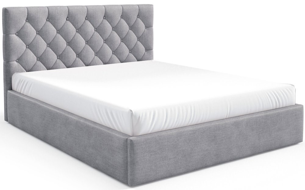 SELSEY Łóżko tapicerowane 180x200 cm Aurevia z pojemnikiem jasnoszare welur